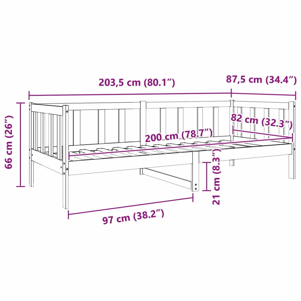 Struttura del letto Marrone cerato 80 x 200 cm Pino massello 863893