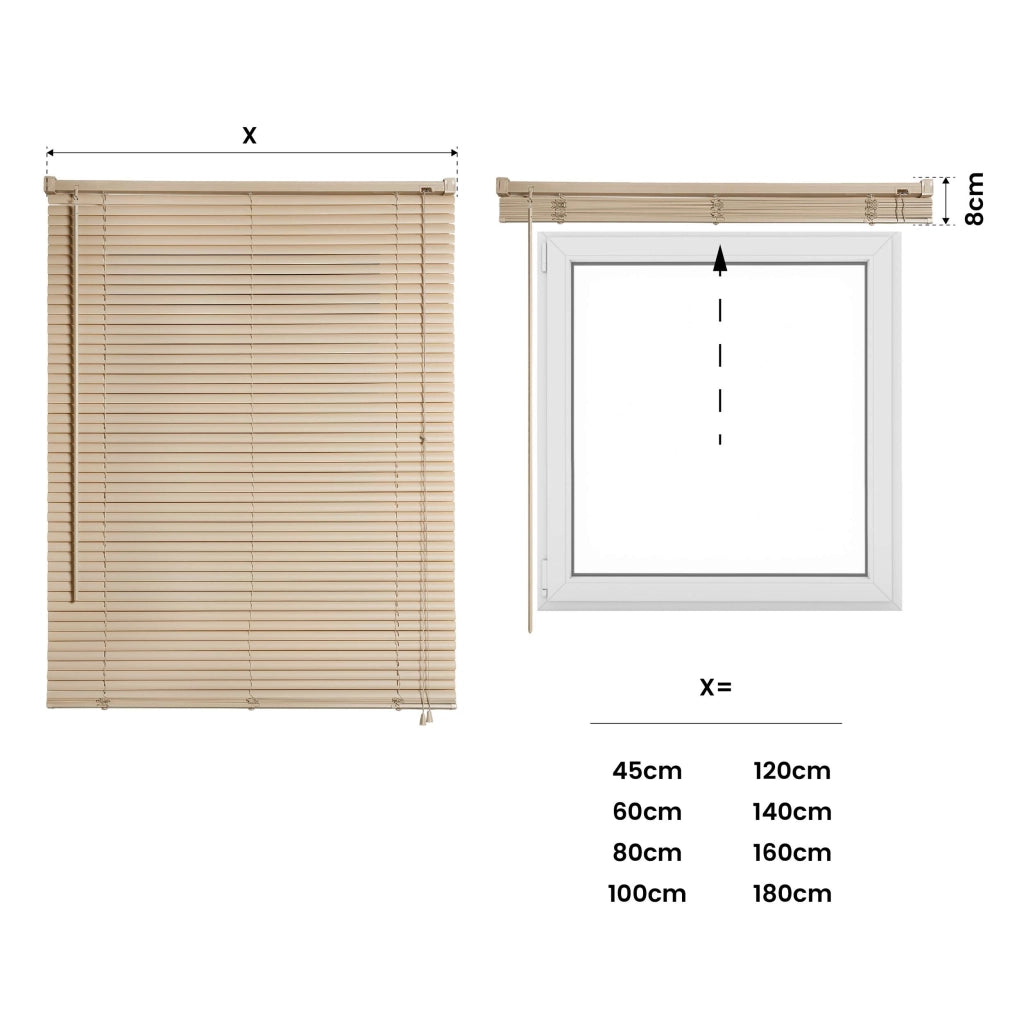 Tende Veneziane in Alluminio con Corda Tortora 75x160