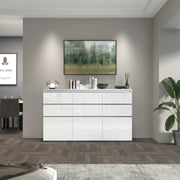 WHOUS Credenza a cassettiera Magic 3 ante e 6 cassetti bianco lucido 180x40x105 cm
