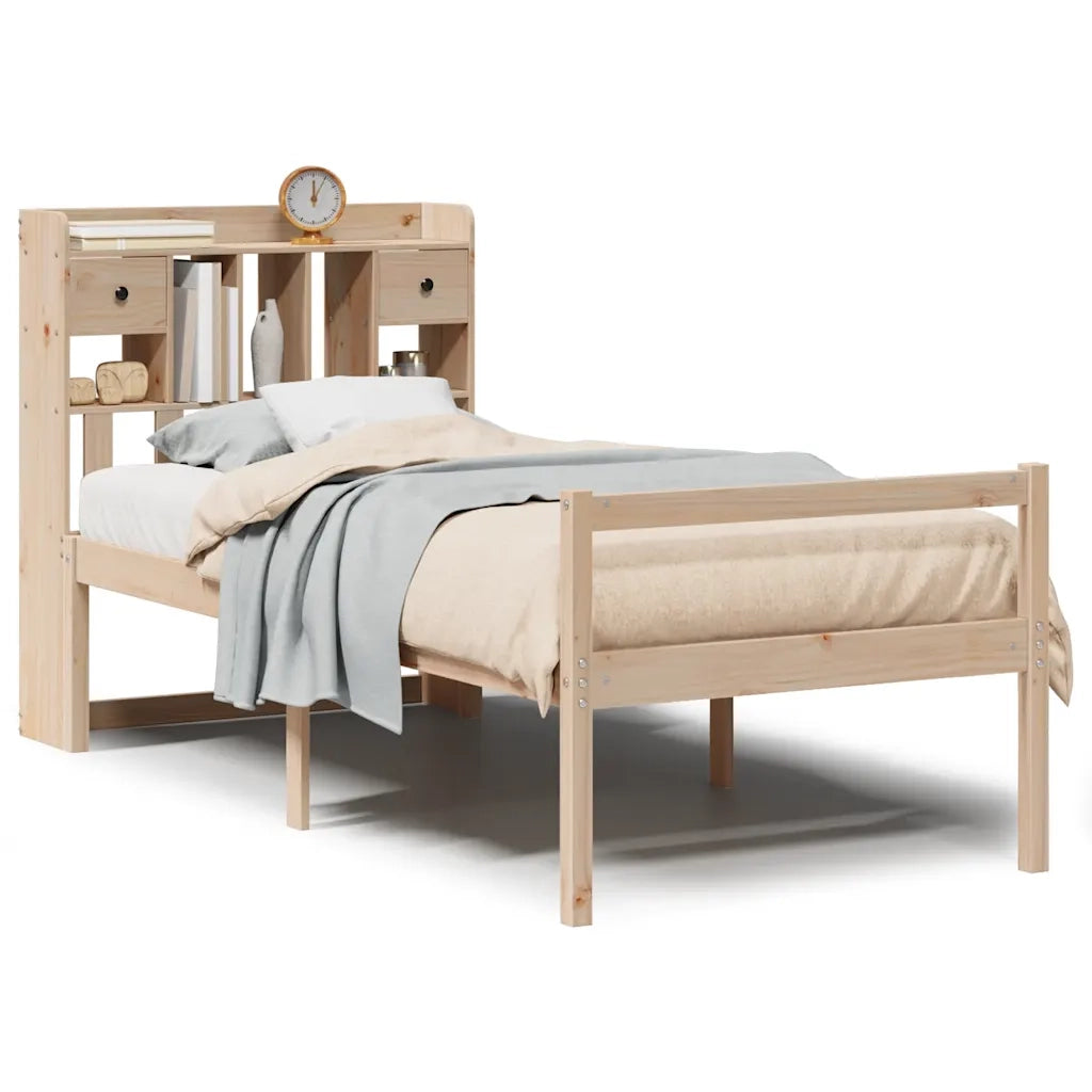 Letto Libreria senza Materasso 90x200 cm Legno Massello Pino 3322049