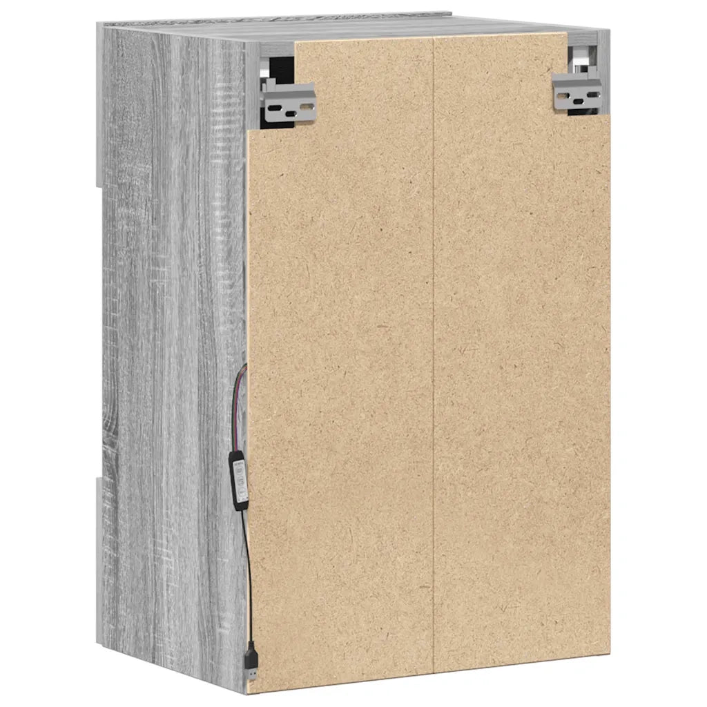 Mobili da parete con luci LED per TV 2pz-Credenza per TV Grigio Sonoma 40x30x60,5 cm