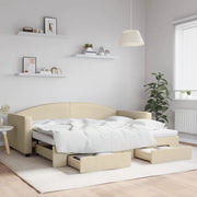 Divano Letto Estraibile con Cassetti-Sofa Letto-Daybed Crema 90x200 cm in Tessuto 173957