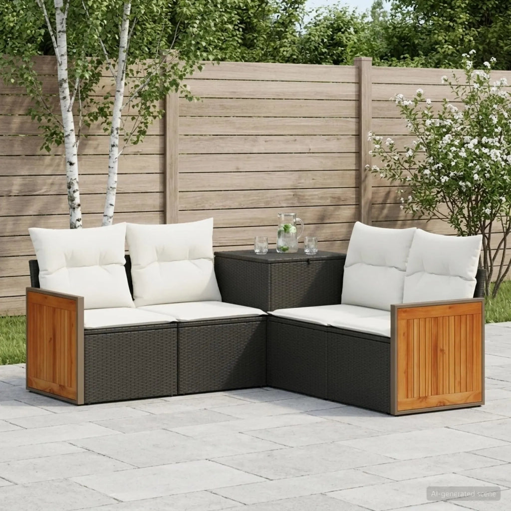 Set di divani 5 pz Nero e Bianco Crema 3447960