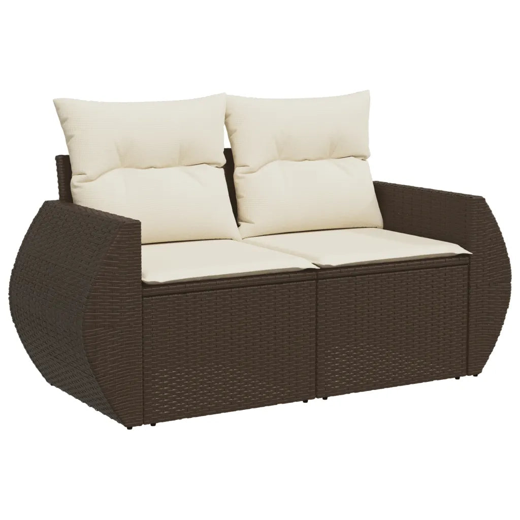 Divano da Giardino a 2 Posti con Cuscini-Sofa da Giardino-Divano da esterno in Polyrattan Marrone 502424