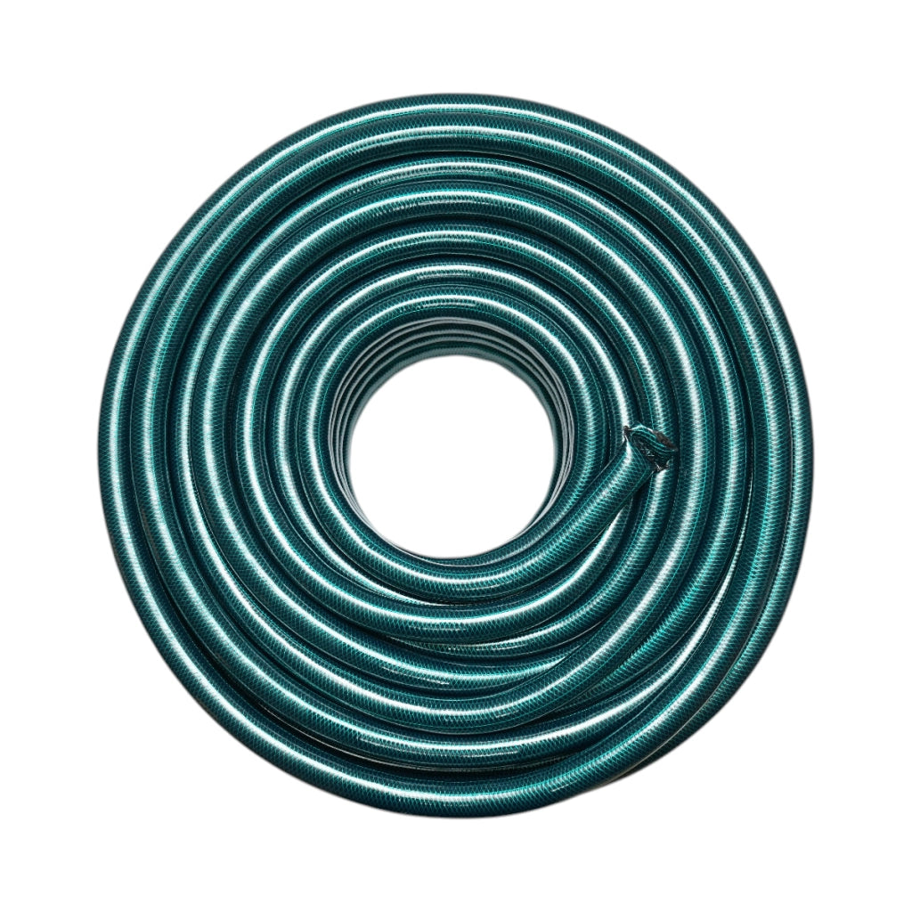 Tubo da giardino in PVC verde da 1 pollice (25,4 mm), barra PN4 con inserto tessile intrecciato, rotolo da 50 m