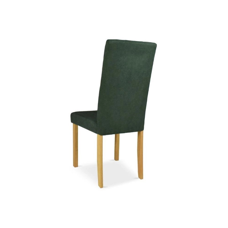 Sedia Tom in legno colore rovere con seduta in tessuto colore verde set 2 pezzi