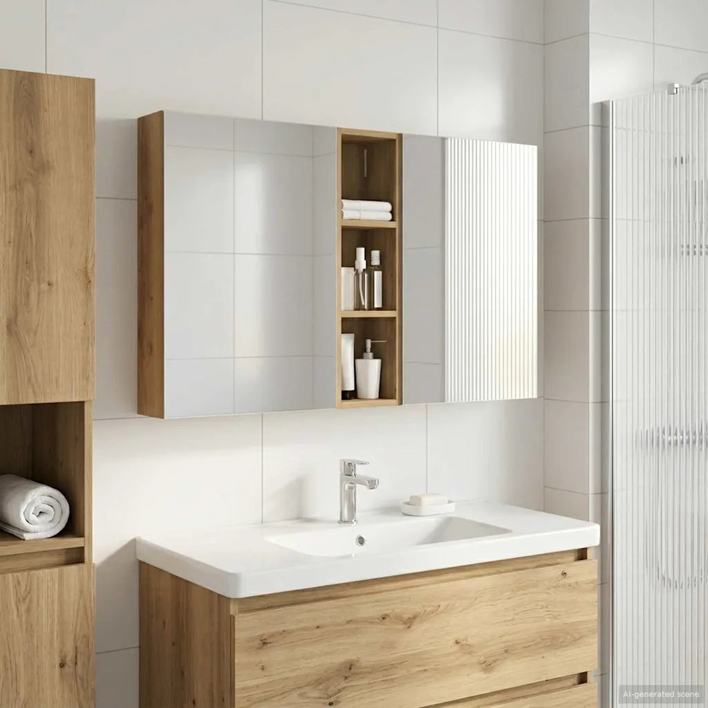 Set di Armadi da Bagno con lo scaffale 3 pcs 120 x 14,5 x 70 cm 3403751