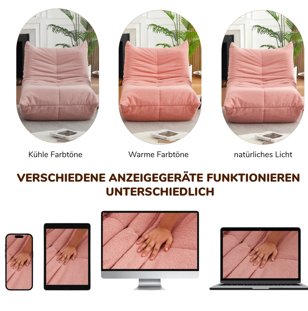 Poltrona lounge modulare rosa in ciniglia con schiuma elastica