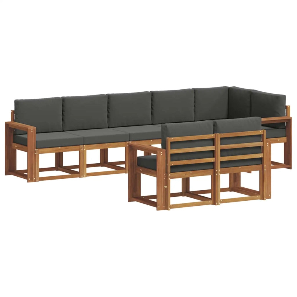 Set di divani da esterno con cuscino 8 pcs Naturale e Antracite