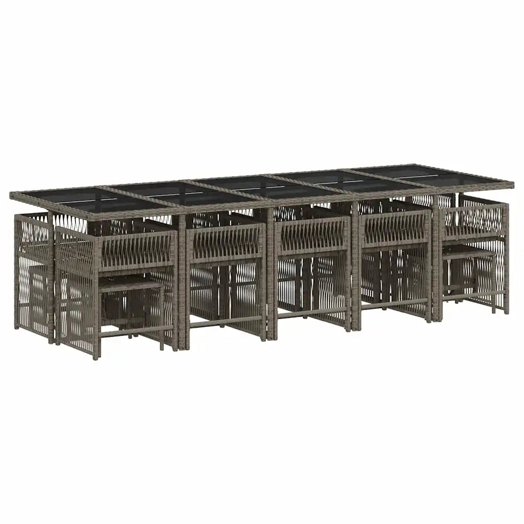 Set da Pranzo da Giardino 15 pz con Cuscini Grigio Polyrattan 3211712