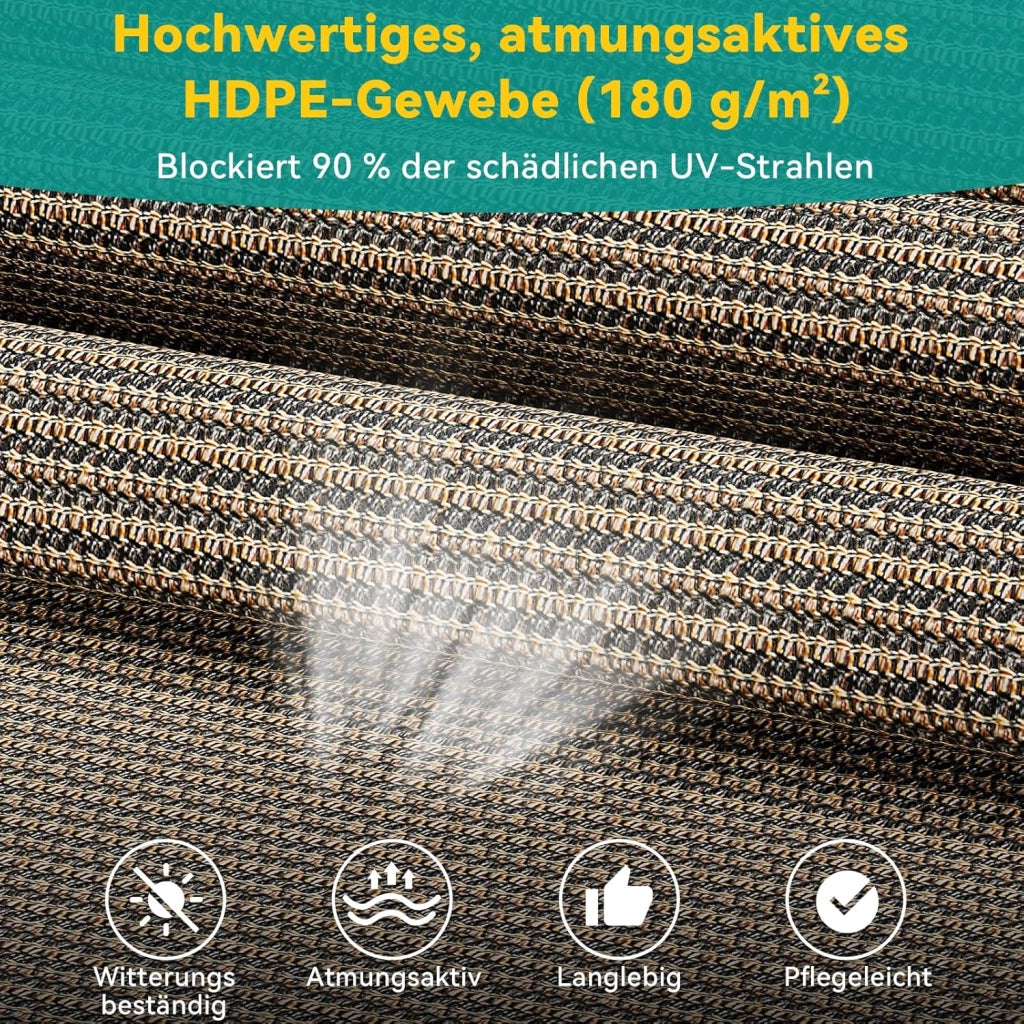 Tenda Verticale HDPE 200×310 cm Marrone, Tenda a Pinza Estensibile, Senza Forare, Privacy, Protezione Solare UV, Antivento, Resistente Alle Intemperie - per Balcone, Giardino, Terrazza