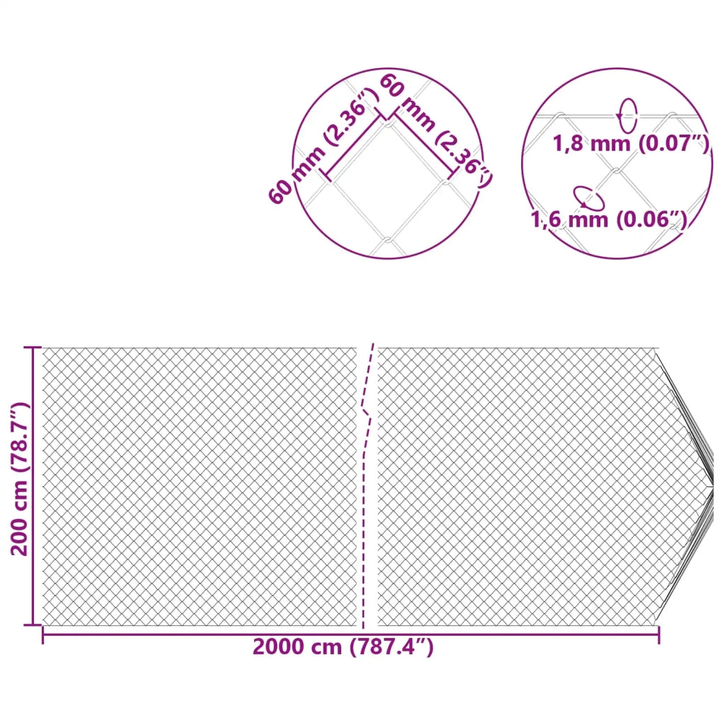 Recinzione a rete metallica Galvanizzato 2 x 20 m Vetro