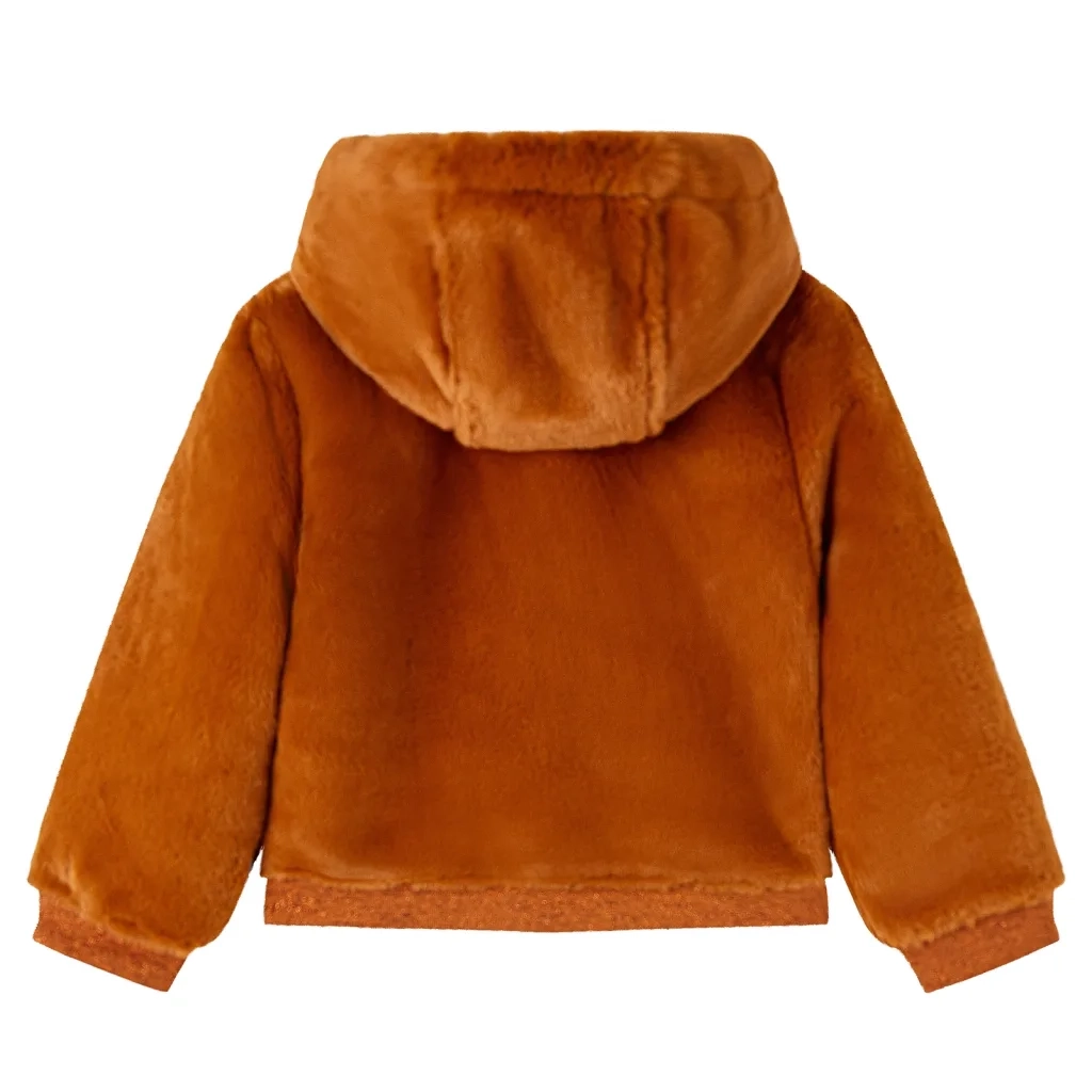 Giacca con Cappuccio per Bambini in Pelliccia Sintetica Cognac 128 CFW7740975