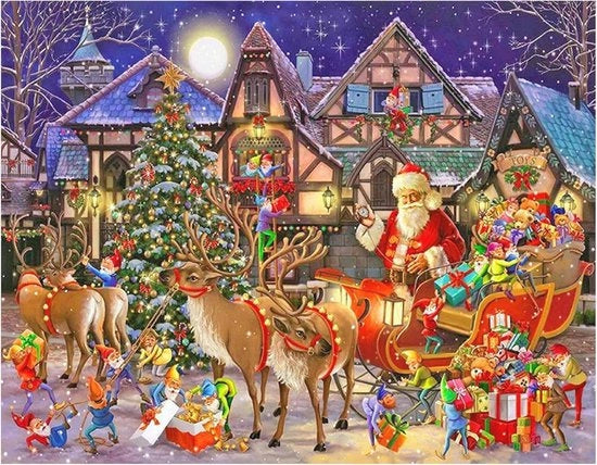 Decorazione per Diamond Painting - Eland e Albero di Natale Scheda da Colorare