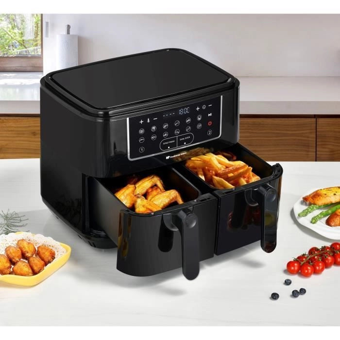 CONTINENTAL EDISON Friggitrice ad aria senza olio - RFRSH24002CB - 9 L - Doppi vassoi - 2400 W - Nero