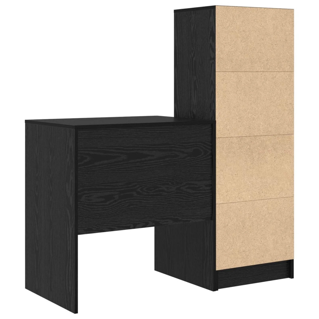 Scrivania con cassetto con lo scaffale 2 pcs Rovere Nero 3337346