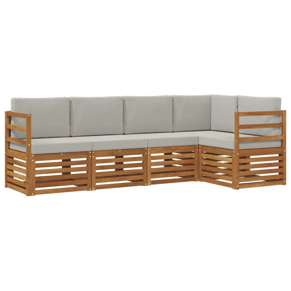 Set divano sezionale con cuscino 5 pcs Grigio Naturale e Chiaro 3374791