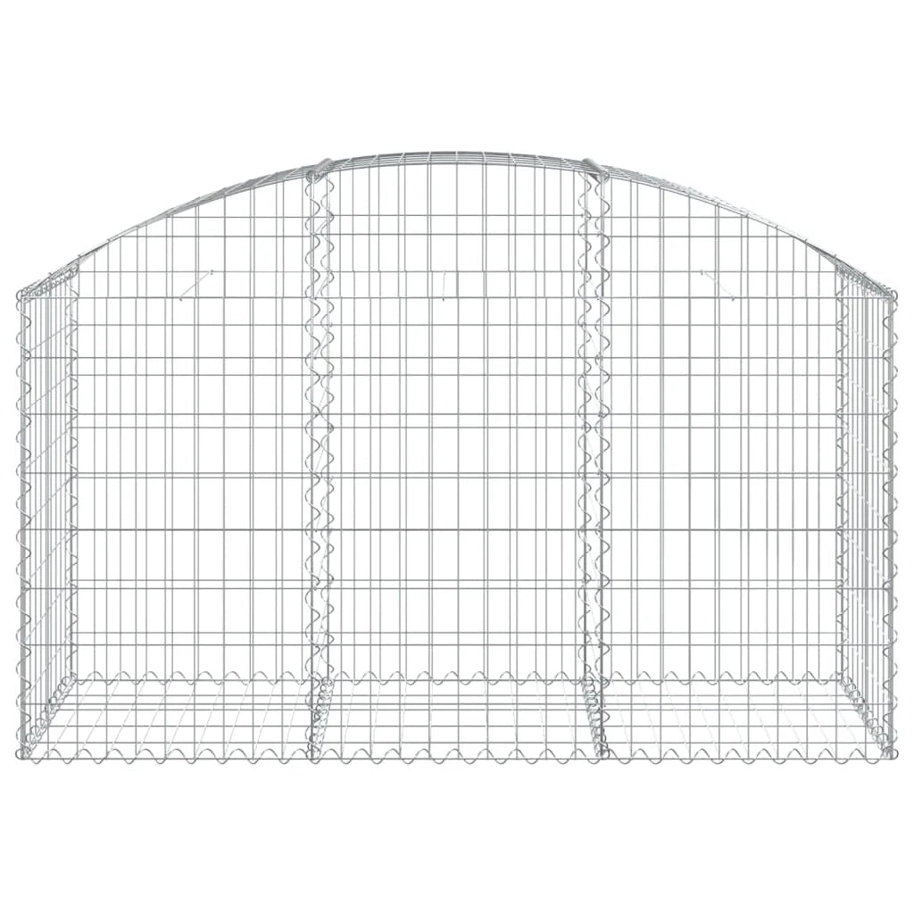 Cesto gabbione recinzione a gabbia muro di contenimento ad arco 150 x 50 x 80/100 cm ferro zincato argento 02_0039989