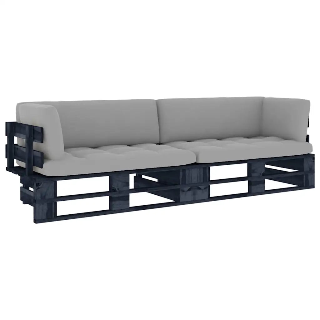 Divano a 2 Posti su Pallet con Cuscini Pino Impregnato Nero 3066651