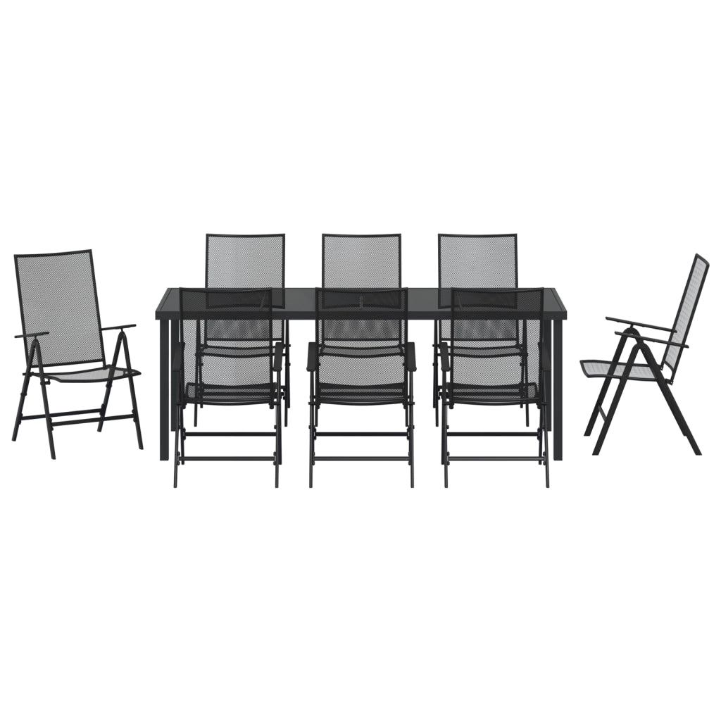 Set da Pranzo da Giardino 9 Pezzi Acciaio Antracite