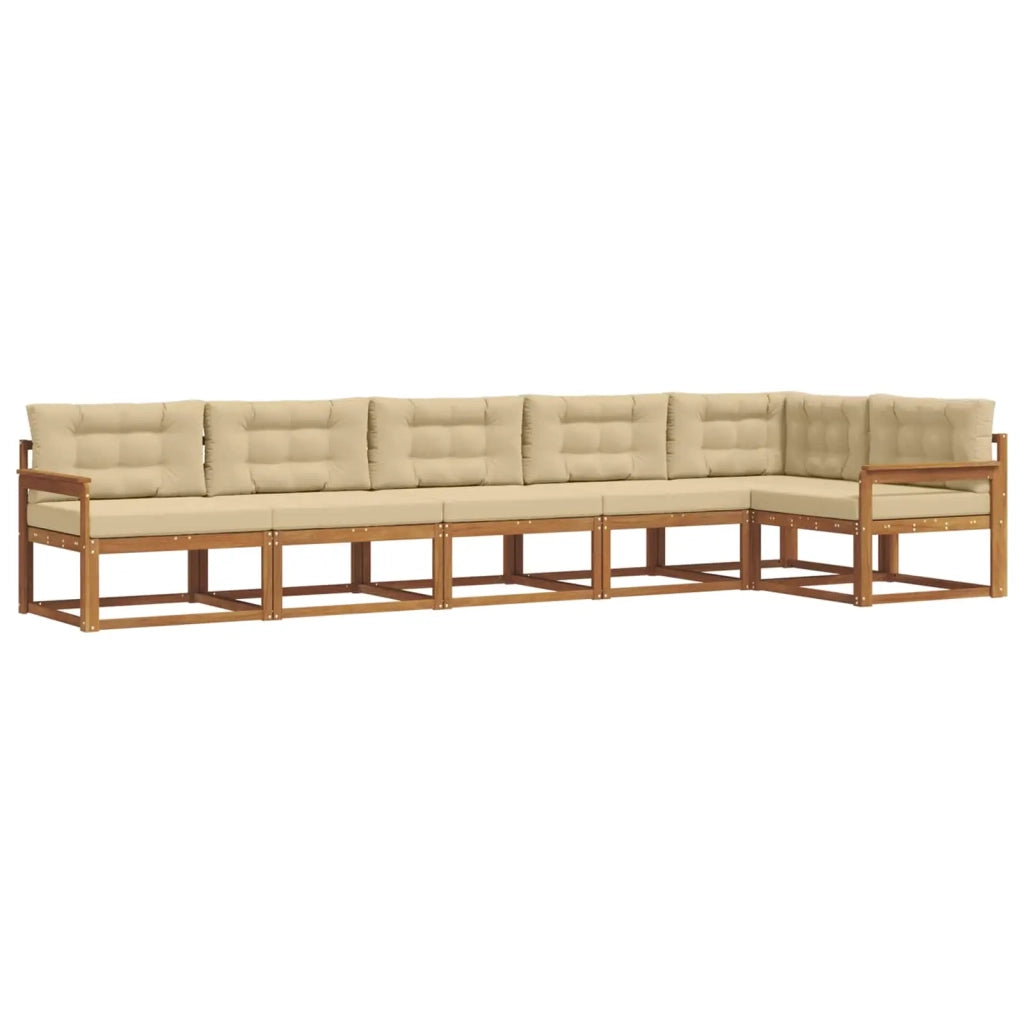 Set di divani da esterno con cuscino 6 pcs Naturale e Beige