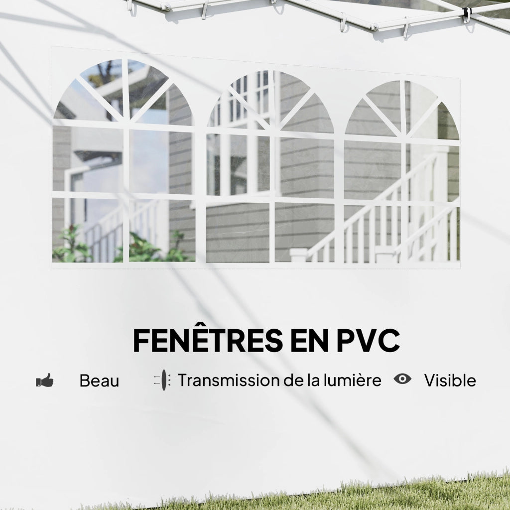 Pannelli laterali per gazebo 3x3 m con finestra ¨C zephmum ¨C Tessuto Oxford bianco, 2 pezzi