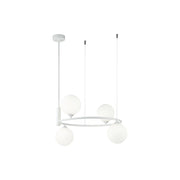 Maytoni Lampadario contemporaneo Ring 4 luci G9 bianco metallo vetro diffusori bianchi