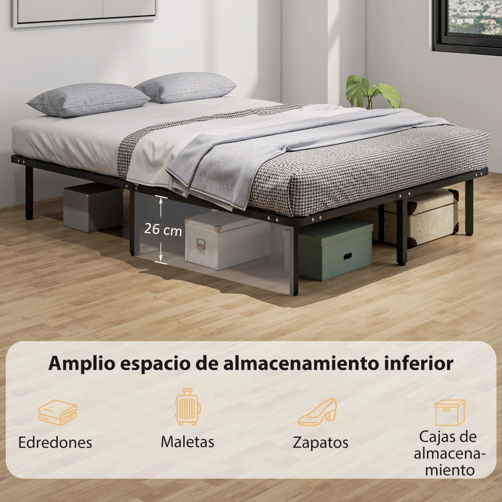 Letto contenitore 140x190 ¨C zephmum ¨C nero, metallo, 140x190