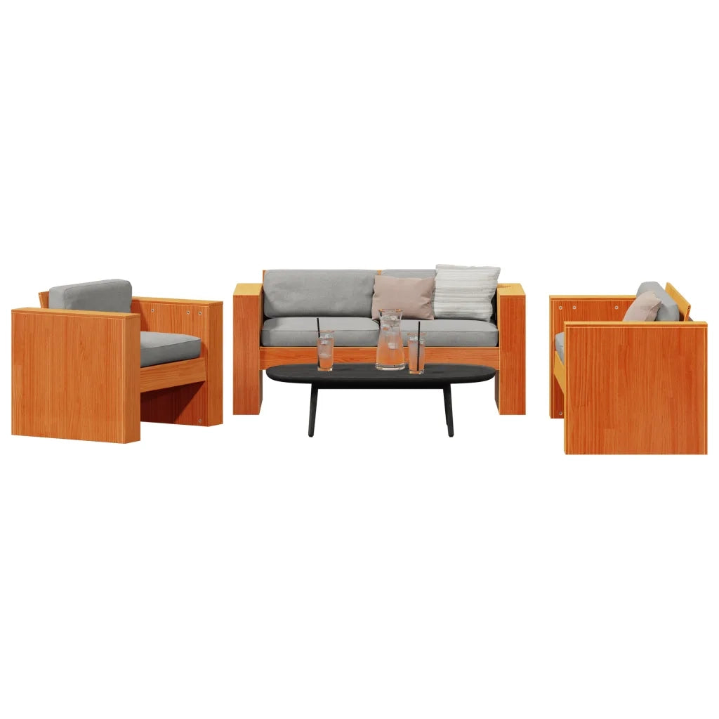 Set Salotto da Giardino 2 pz Marrone Cera Legno Massello Pino 3216897