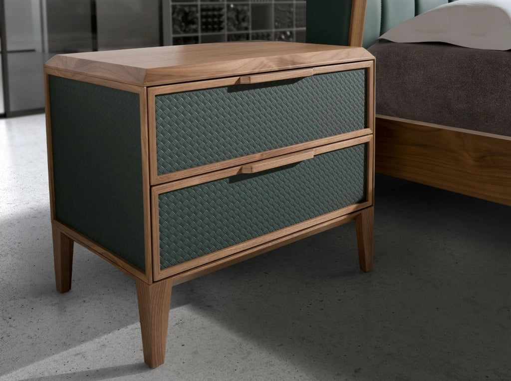Comodino in pvc e noce verde scuro