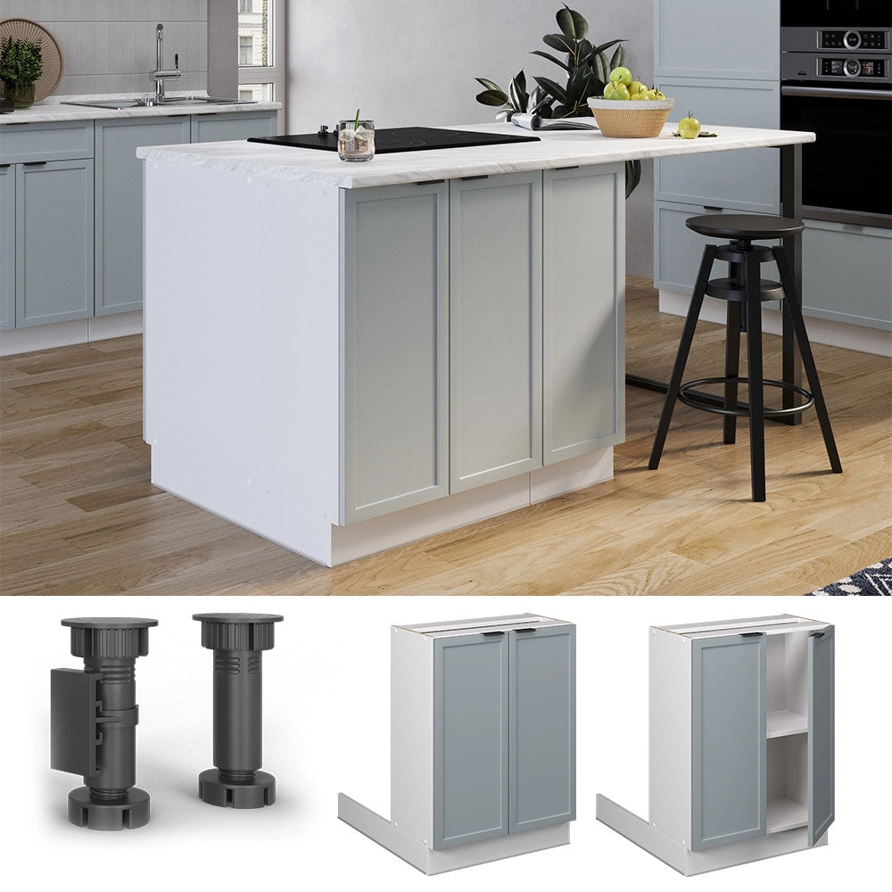 Isola cucina Fame-Line Blu-grigio chiaro/Bianco 60 cm senza piano di lavoro Vicco