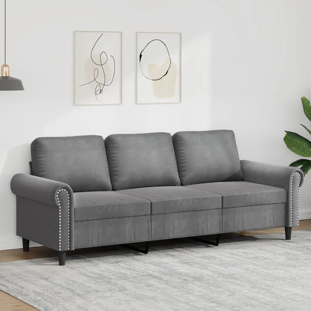 Divano a 3 Posti Grigio Scuro 180 cm in Velluto 359540
