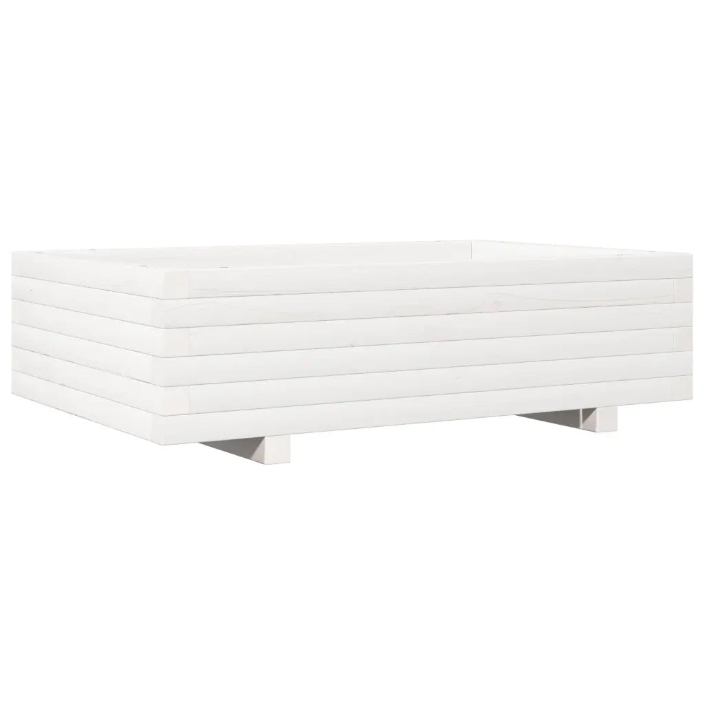 Fioriera da Giardino-Vaso da Esterno Bianca 90x60x26,5cm Legno Massello di Pino