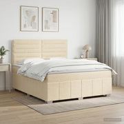 Letto box spring con materasso Crema 140 x 190 cm Tessuto 3454132