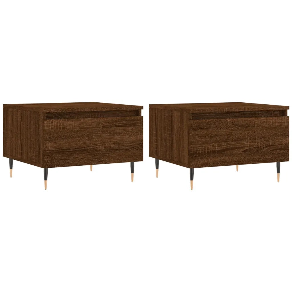 2 pz Tavolini salotto | Tavolino da caff¨¨ | Tavolino da Soggiorno Rovere Marrone 50x46x35 Legno Multistrato