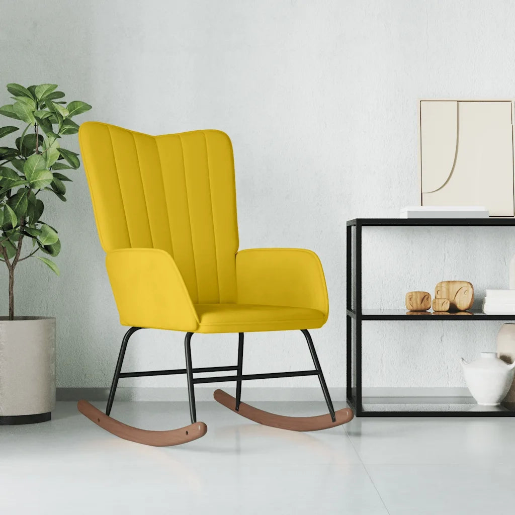 Sedia a Dondolo Giallo Senape in Velluto 327750