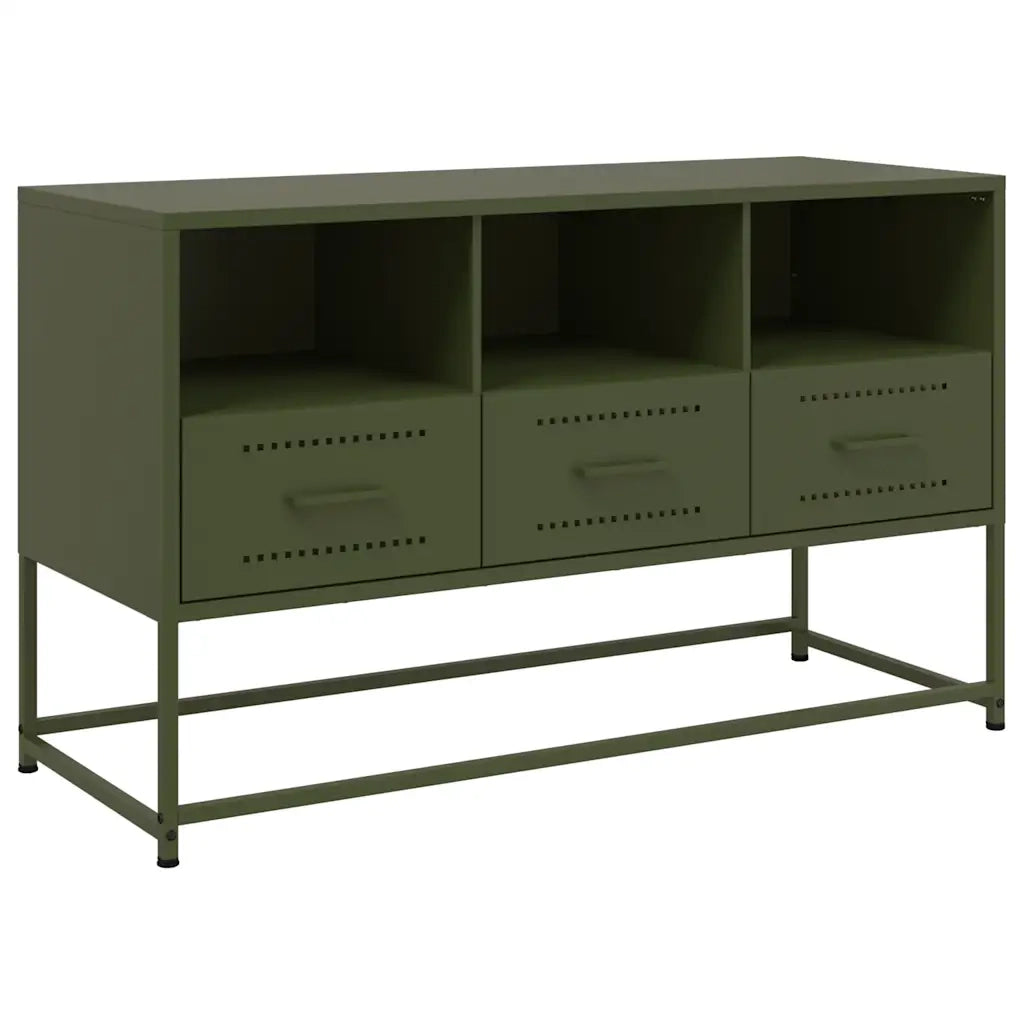 Mobile TV Verde Oliva 100,5x39x60,5 cm in Acciaio 846546