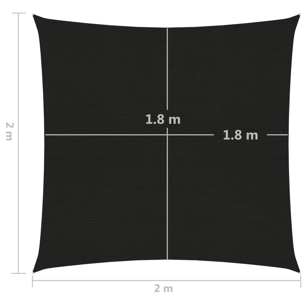 Vela ombreggiante/ombrellone 160 g/m² 2 x 2 m HDPE nero 02_0009187