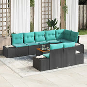 Set Divano da Giardino 9 pz Nero polyrattan 3347977