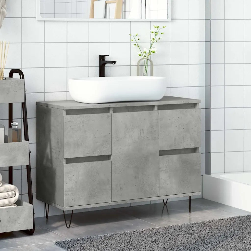 Armadietto da Bagno Grigio Cemento 80x33x60cm in Truciolato 857234