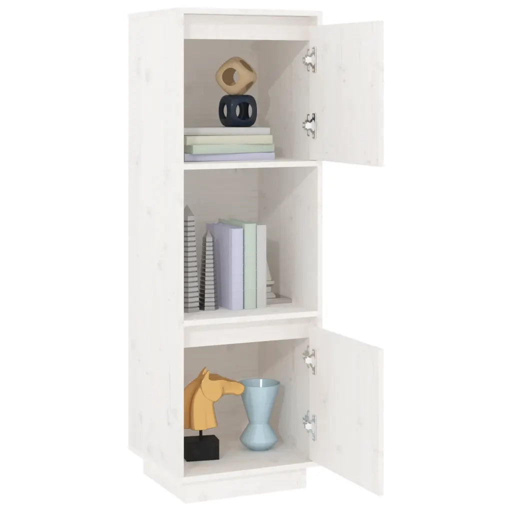 Credenza-Buffet-Armadio da cucina Bianca 38x35x117 cm in Legno Massello di Pino