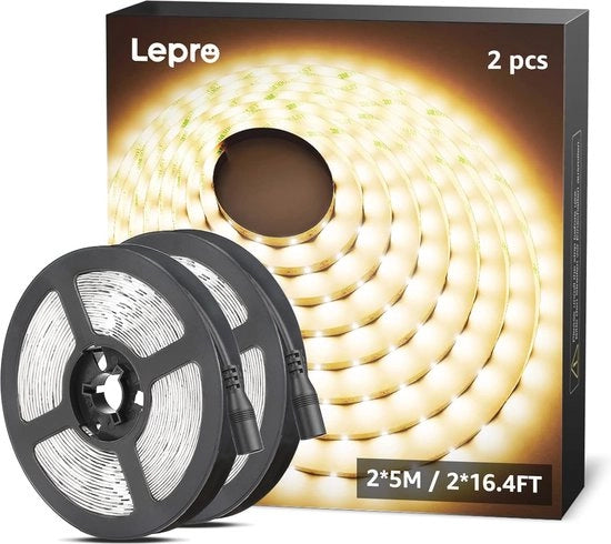 Set di LED a LED a 5M con Strobo Caldo Bianco - Striscia LED Flessibile Autoadesiva per Decorazione Interna ed Esterna