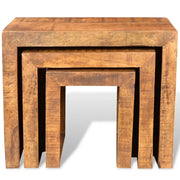 Tavolini Impilabili Set 3 pz in Legno Massello di Mango 241130
