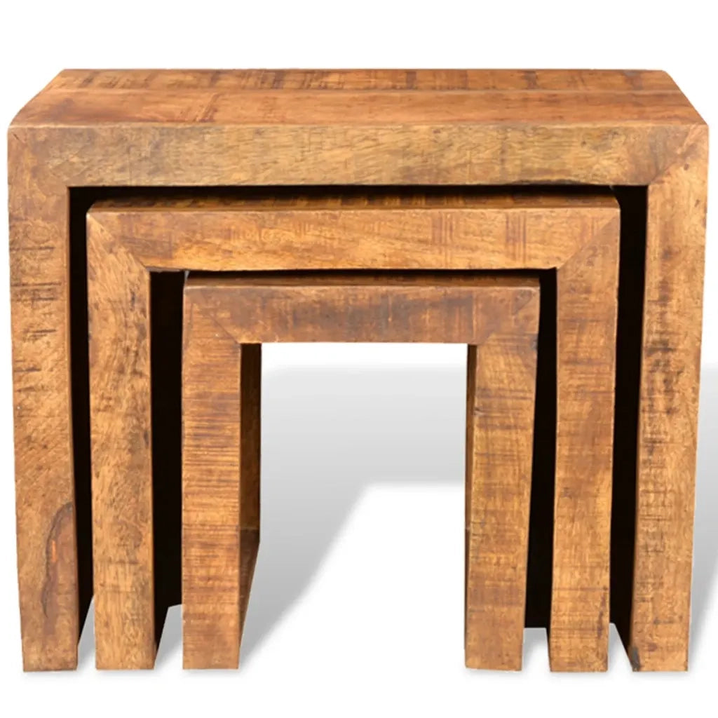 Tavolini Impilabili Set 3 pz in Legno Massello di Mango 241130