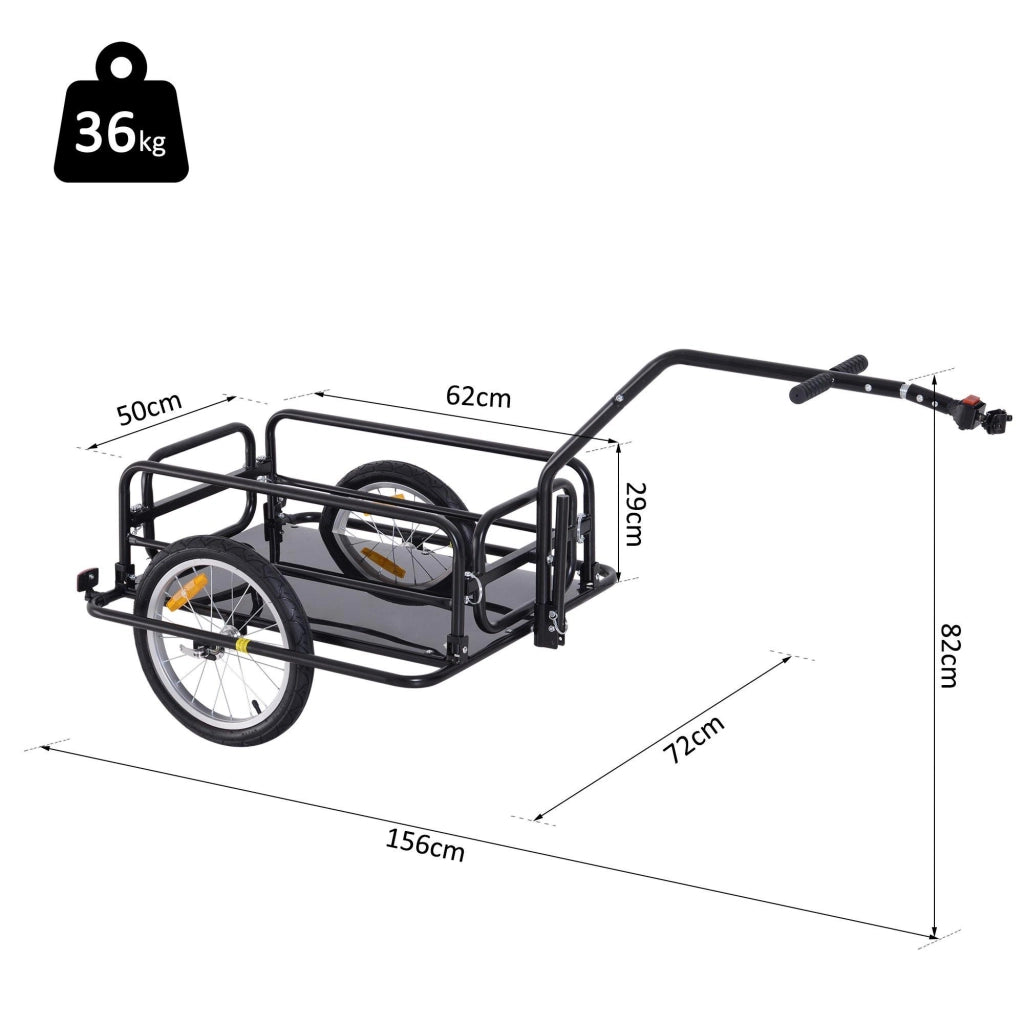 Carrello Rimorchio per Bicicletta Nero 156x72x82 cm