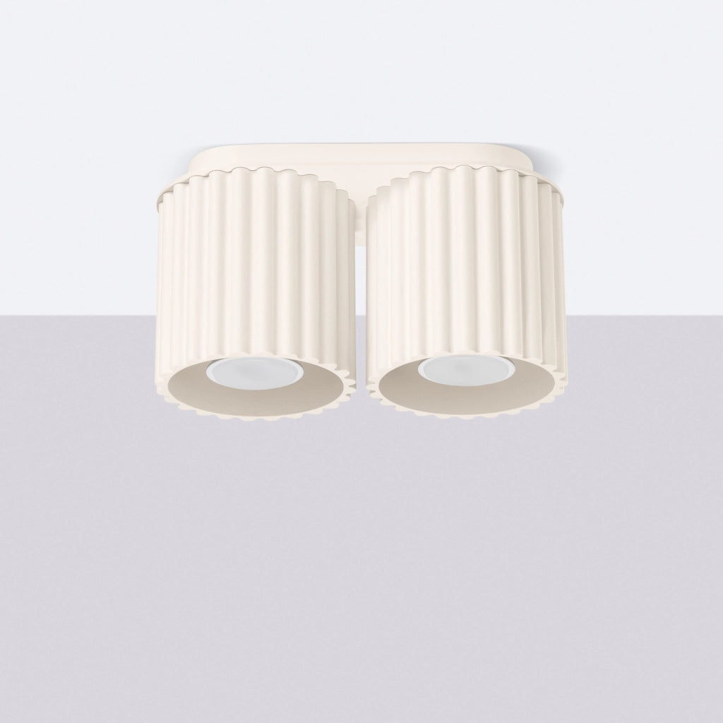 Plafoniera moderna beige ovale 21cm 2xGU10 VISTAO PureLume