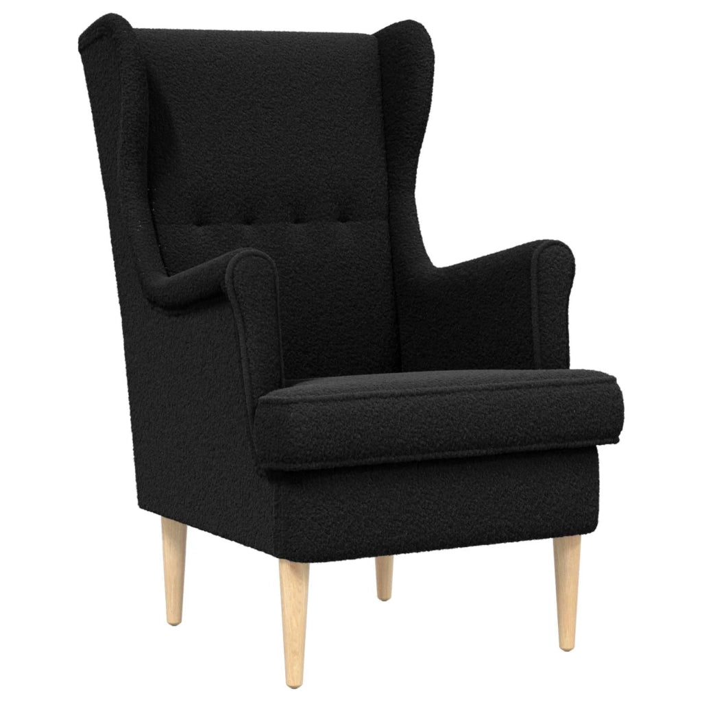 Poltrona con Ottomano 2 pz Nero Bouclé 3418837