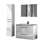 Ricadi, set Mobili Bagno Specchio Incluso, Bianco Lucido