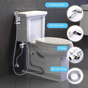 Bidet con Doccia a Mano - Acciaio Inossidabile - Montaggio alla Parete - Compreso Tubo da 59 pollici - Chiusura a 3 Vie