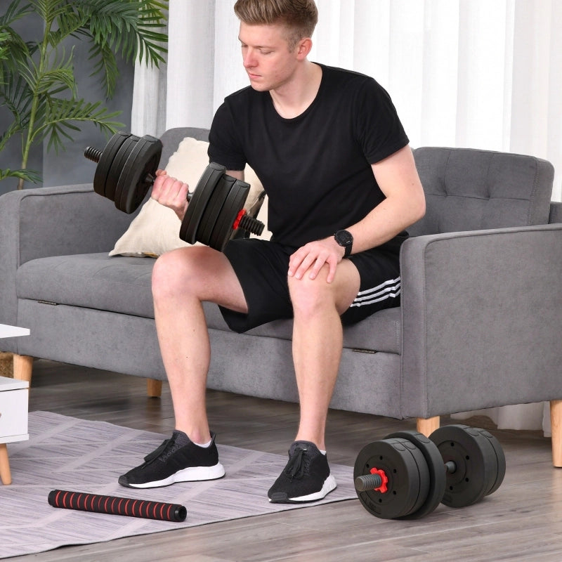 MANUBRI 2 in 1 fino a 20 kg convertibili in bilanciere Nero